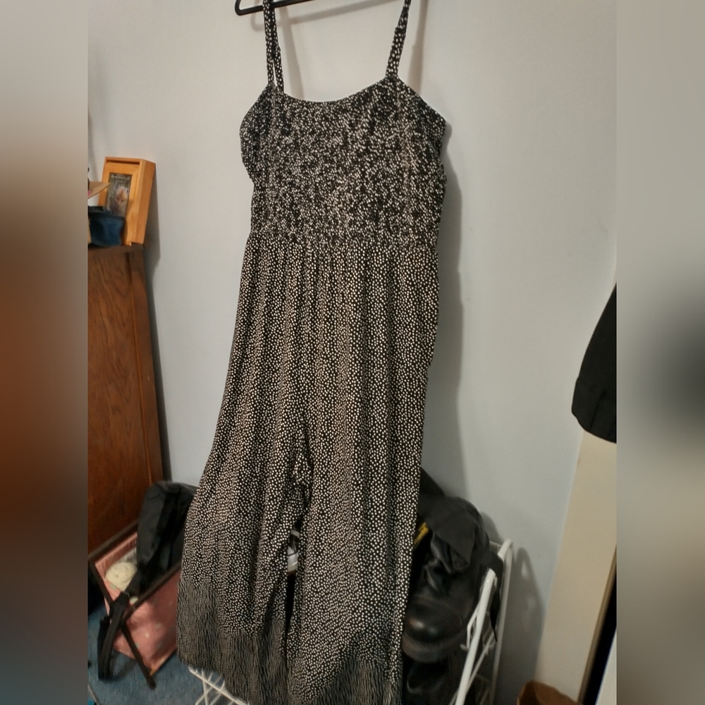 Old Navy Stretch Jumpsuit Spaghetti Straps Black/White Dot Print Size 2X